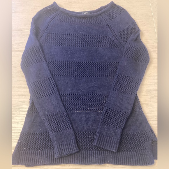 Talbots navy cotton sweater with horizontal weave design size petite - Picture 7 of 8